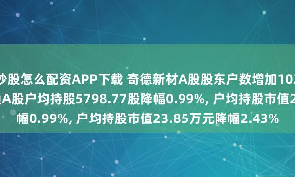 炒股怎么配资APP下载 奇德新材A股股东户数增加102户增幅0.99%, 流通A股户均持股5798.77股降幅0.99%, 户均持股市值23.85万元降幅2.43%
